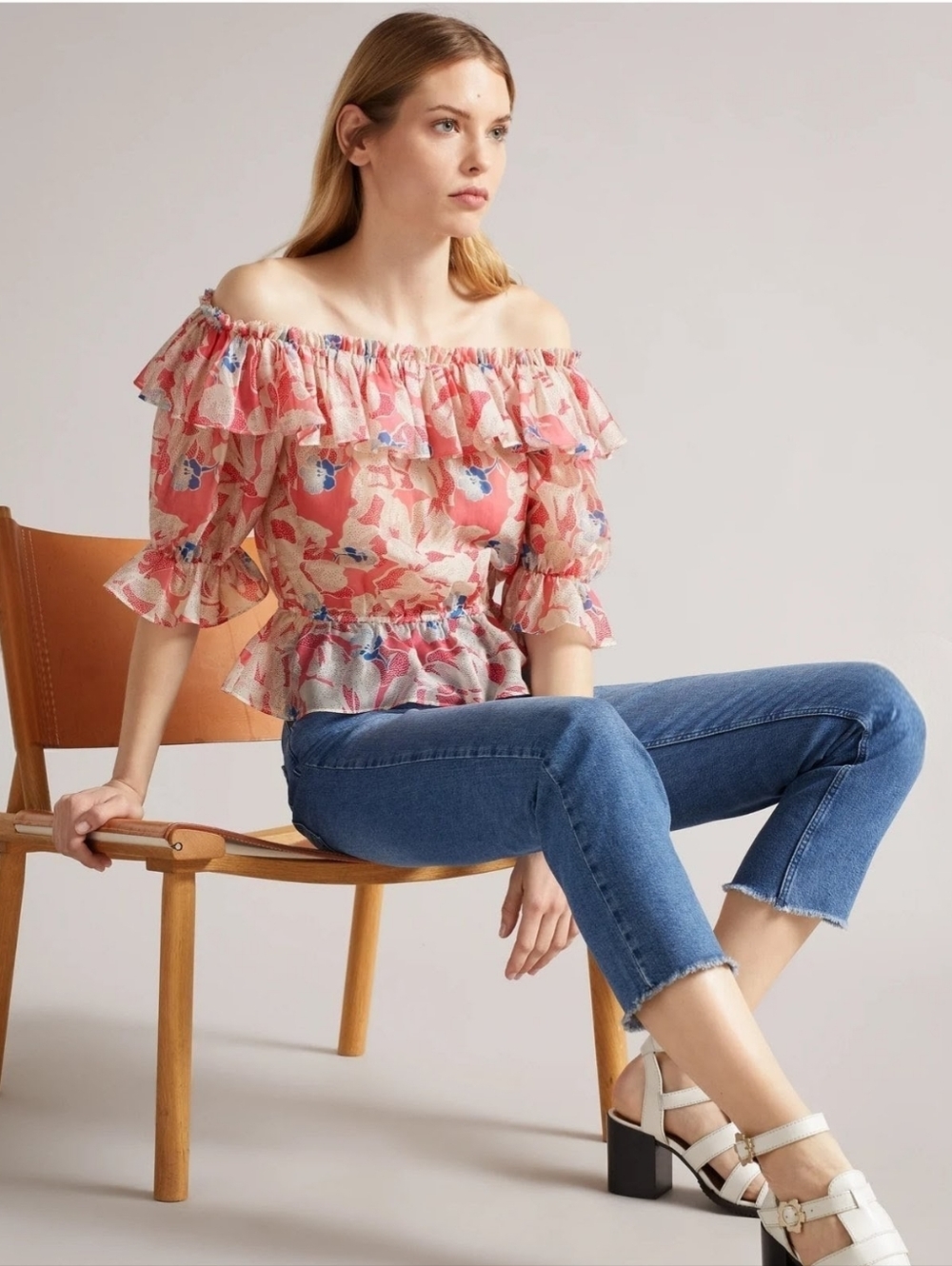 Ted Baker London Harina Off The Shoulder Pink Top